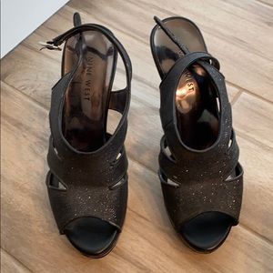 Nine West Black Glitter Heels